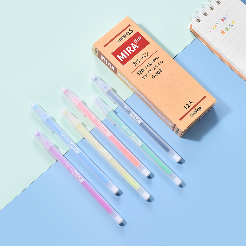 orange G-302 Simple Gel Pen 12-color Planner 0.5mm Korean Style Fresh and Clean Colored Pen Specification image