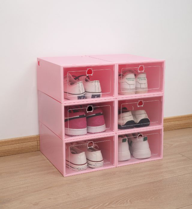 Hot-selling dust-proof transparent pp plastic shoe boxes, fun life storage boxes, plastic flip-top drawer-type shoe cabinets Item Picture