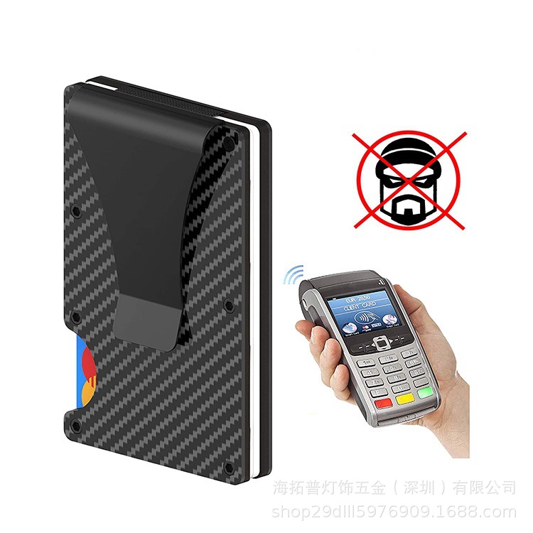 The manufacturer's best-selling RFID multi-functional carbon fiber men's card case, metal card holder and anti-theft credit card box details Picture