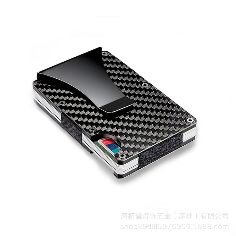 The manufacturer's best-selling RFID multi-functional carbon fiber men's card case, metal card holder and anti-theft credit card box Item Picture
