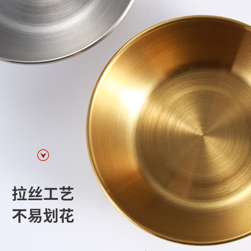 Stainless steel round small plates, golden sauce and seasoning plates, home, restaurant, kitchen soy sauce plates, Japanese dipping sauce plates details Picture