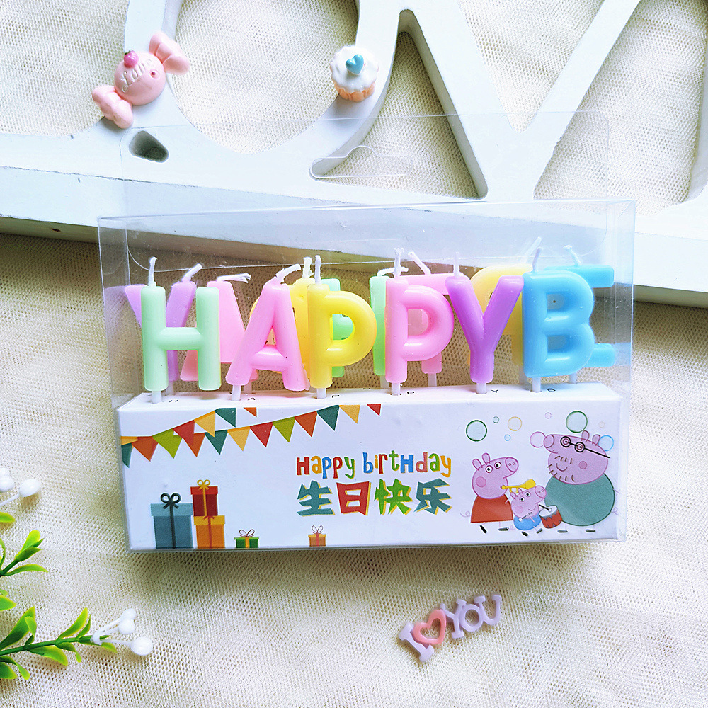 English Letter Candle Birthday Candle Wholesale Cake Decoration Plug-In Manufacturers Mail Gold Silver Happy Birthday Wax Application Scenario