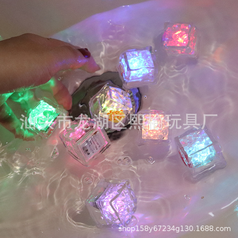 Cross-border bathroom: Water-illuminated LED magic seven-color slow-flashing light, ice cube ocean pattern (8 pieces per set details Picture