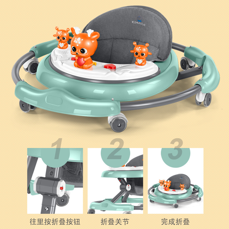 The new baby walker with 7-speed adjustment, anti-rollover and anti-O-shaped legs, is a walking aid for babies aged 6 to 18 months Specification image