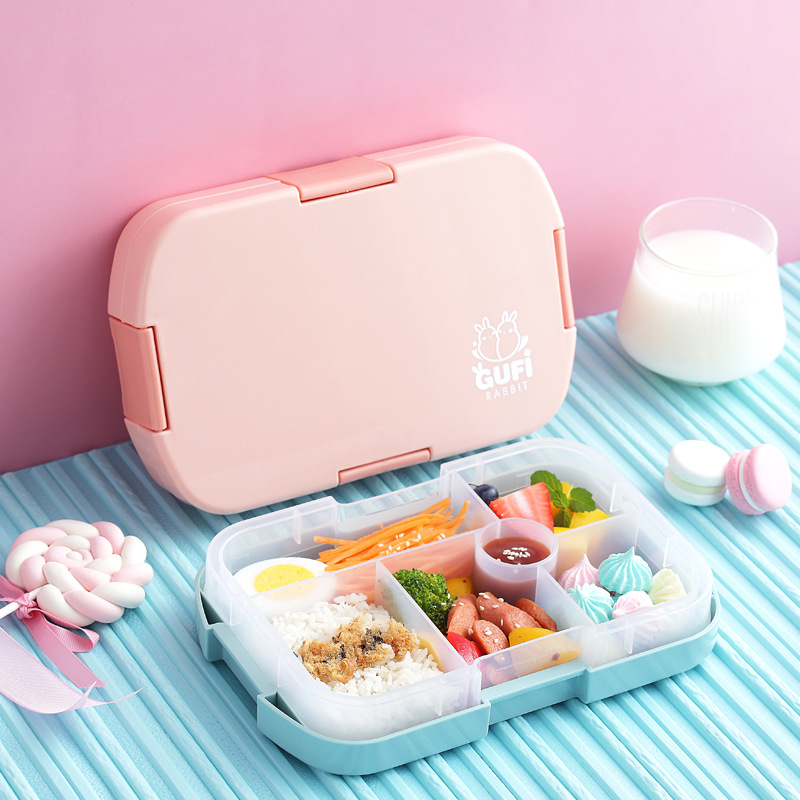 Kids' lunch box Microwave student bento box Plastic divider Amazon lunch box