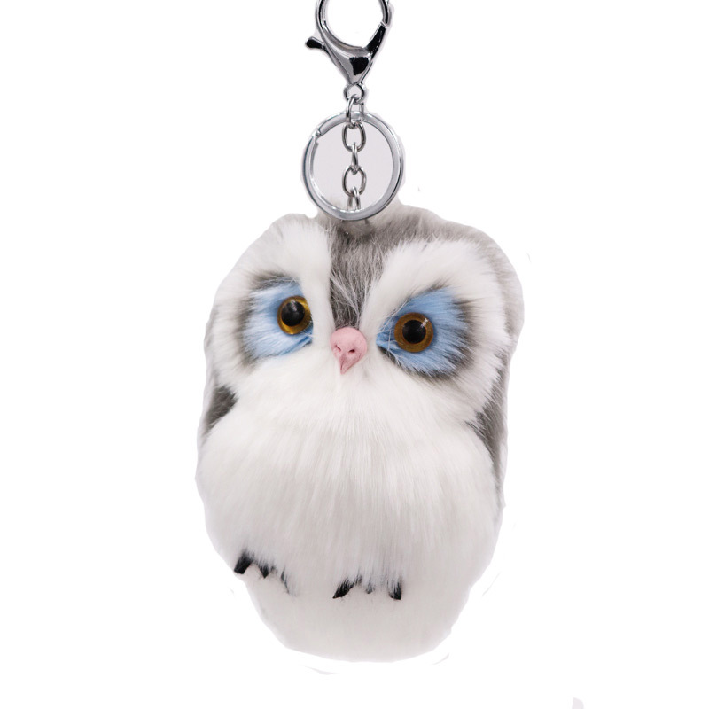 New best-selling faux rabbit fur owl pendant, fur bag, car pendant, cute animal plush keychain Item Picture