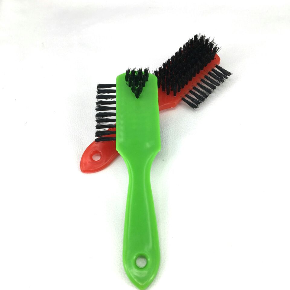 Plastic color handle shoe oil brush leather shoe brush soft brush three sides oil brush shoe polishing brush one yuan 2 department store Specification drawing