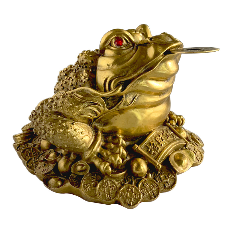 Brass Golden Toad Ornament Three Foot Gold Cicada Ingot Toad Bronze Handicraft Business Gift Manufacturers Wholesale Specification drawing