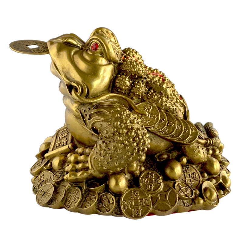 Brass Golden Toad Ornament Three Foot Gold Cicada Ingot Toad Bronze Handicraft Business Gift Manufacturers Wholesale Item Picture