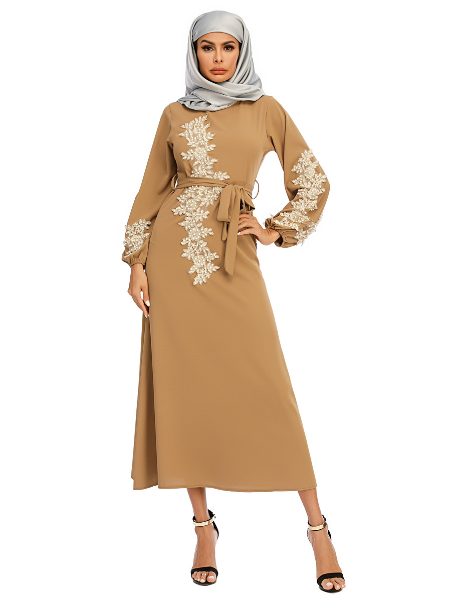 Manufacturers Directly Supply Iduo New Muslim Robes Elegant And Dignified Embroidery Long Swing Dress 20373 Specification drawing