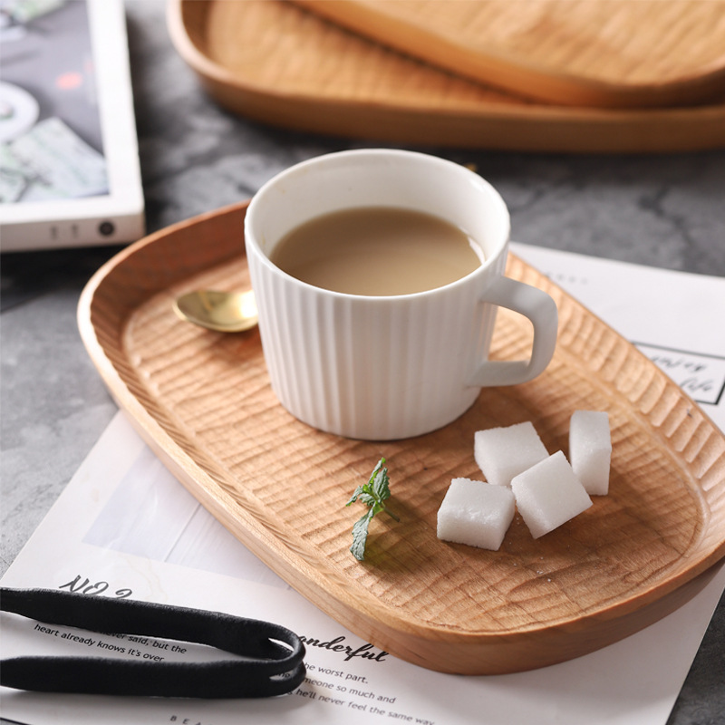 Japanese-style wooden handcrafted tea tray, solid wood carved fruit plate, creative and simple kung fu tea set tray, walnut wood pastry plate details Picture
