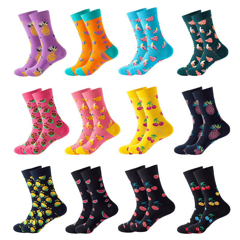 Wholesale of best-selling Amazon export trendy socks, classic original designs for fruits and food, men's and women's socks, and couple mid-calf socks Application Scenario
