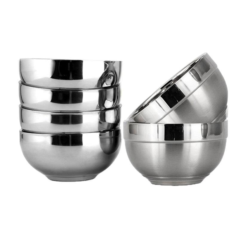 Wholesale 304 stainless steel bowls, double-layer insulated, kindergarten children's rice bowls, cafeteria student soup bowls, can be printed with LOGO Item Picture