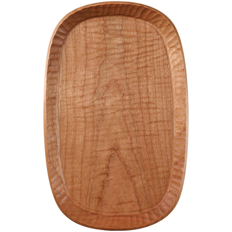 Japanese-style wooden handcrafted tea tray, solid wood carved fruit plate, creative and simple kung fu tea set tray, walnut wood pastry plate Item Picture
