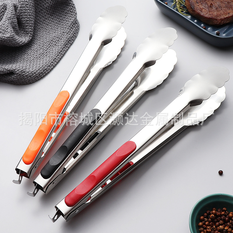 Food tongs, stainless steel barbecue tongs, buffet food tongs, kitchen heat-resistant bread tongs, hotel barbecue steak tongs details Picture