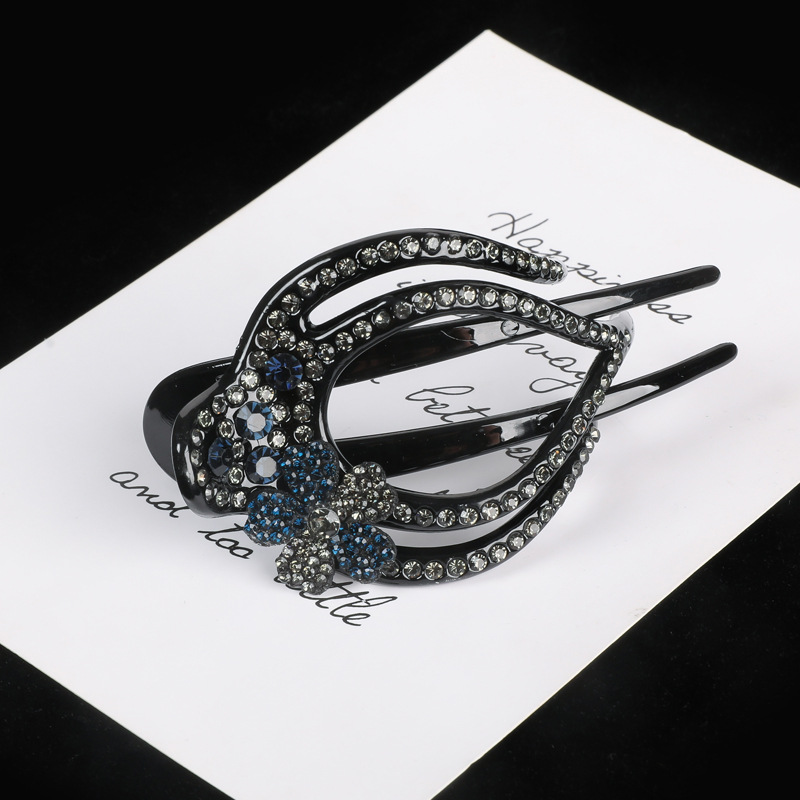 Stall Wholesale Rhinestone Auntie Headwear Back Head Adult Ponytail Clip Temperament Fashion Rhinestone Large Disc Hairpin details Picture