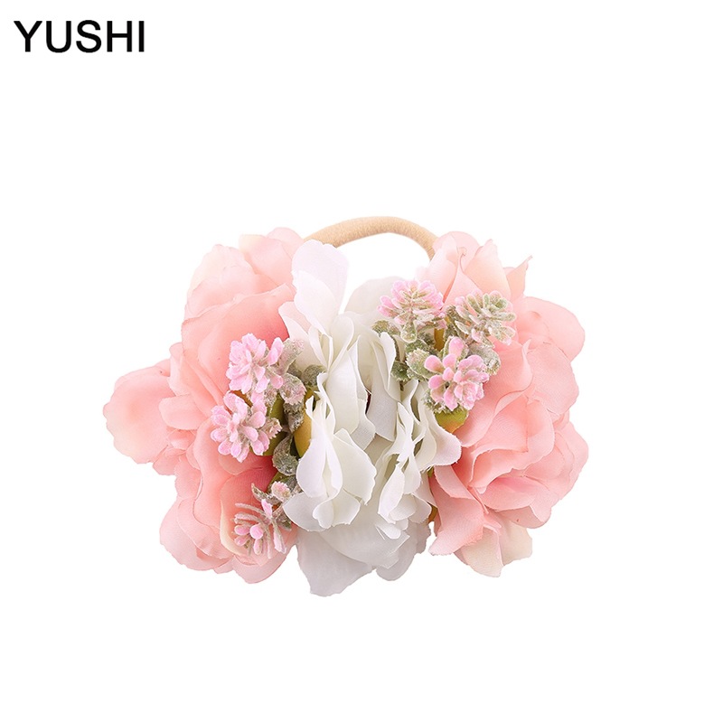 Cross-border fashion Bohemian-style simulated flower children's hair accessories, super soft nylon elastic hair band factory direct sales Item Picture