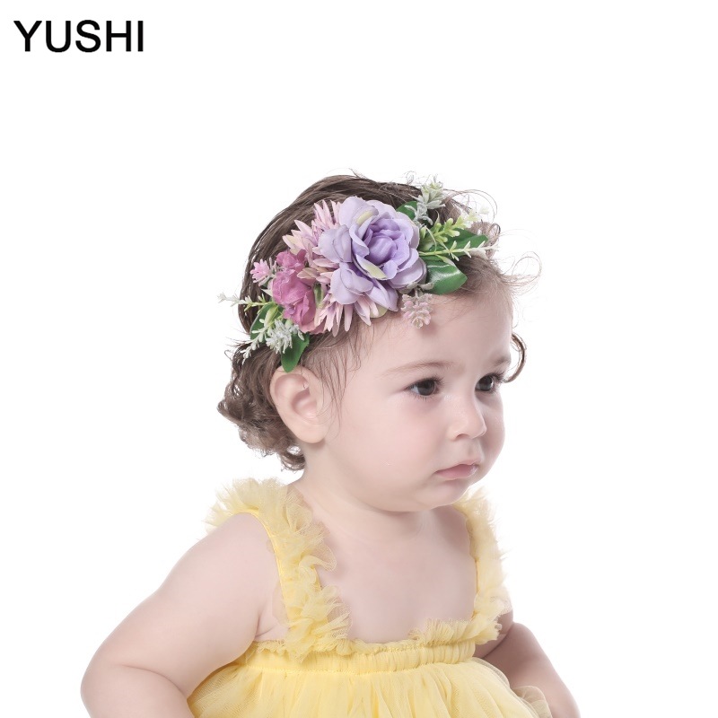 Amazon's best-selling colorful children's faux flower nylon elastic hair bands, cross-border fashionable baby hair accessories factory direct sales Specification drawing