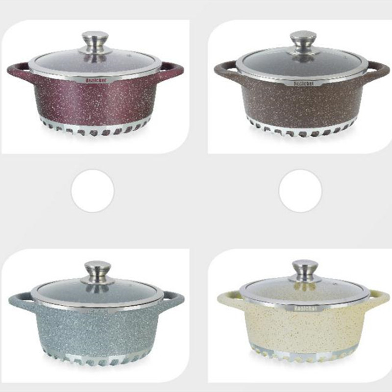 17 pieces set of marble Italian 17-piece aluminum pot, marble soup pot kitchenware set, tourmaline aluminum pot Item Picture