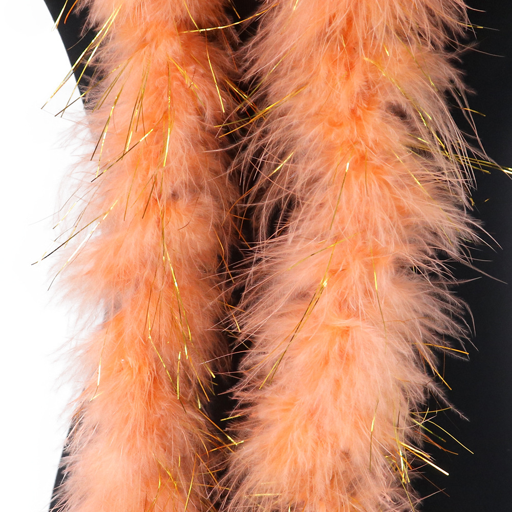 现货供应手工diy火鸡毛绒条金银丝亮丝毛条围脖帽条装饰辅料