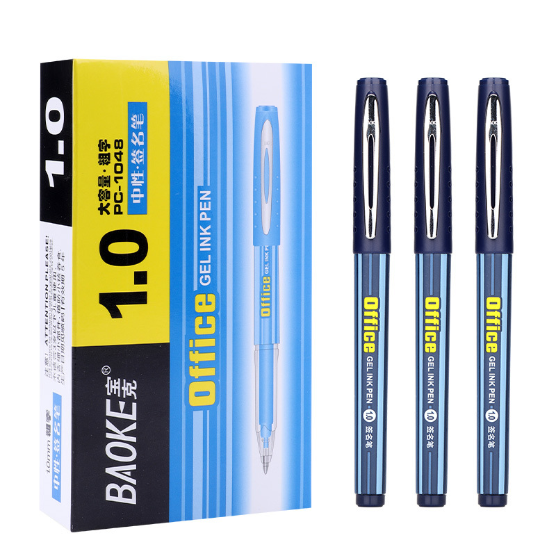 Baok PC1048 large-capacity bold gel pen, student office stationery, black and blue pen for writing and signing