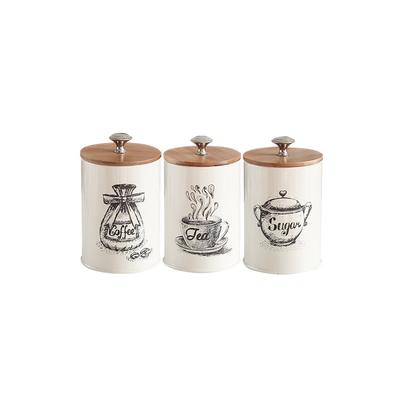 Wholesale Of 2019 New Semi-Handmade Storage Tanks, Exquisite And Environmentally Friendly Galvanized Iron Household Tea And Coffee Storage Tanks Item Picture