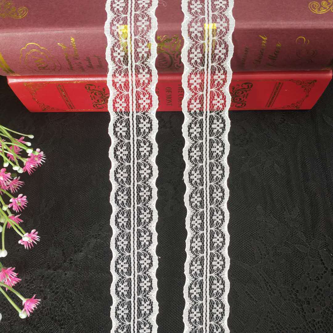 全锦纶无弹蕾丝花边 2.8公分无弹花边 现货供应蚊帐裙摆窗帘辅料