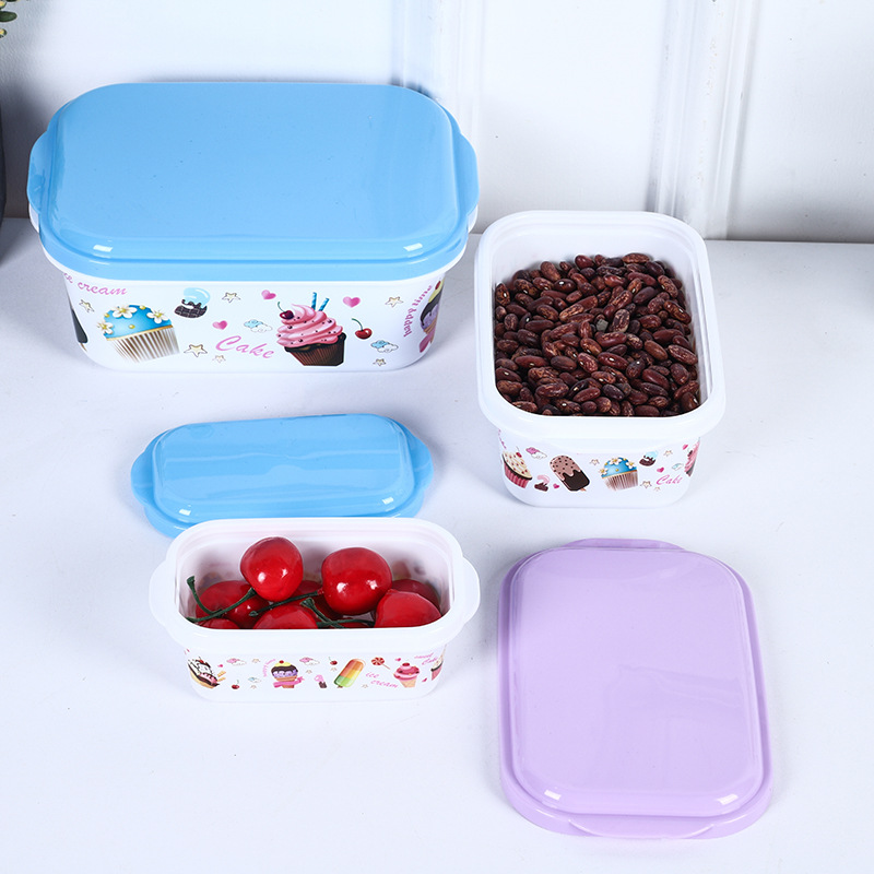 Japanese-style sealed box classification storage box manufacturer direct supply fresh-keeping box, rectangular ice cream box, refrigerator storage box details Picture