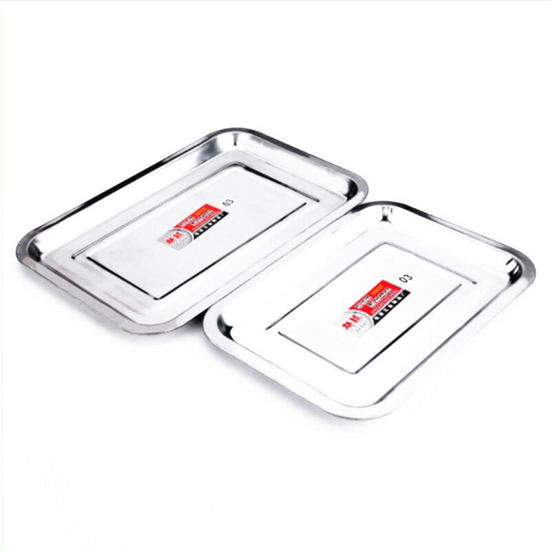 Large steel plate barbecue plate square plate stainless steel dish tray tray grilled fish plate dinner plate 2 yuan tableware Item Picture