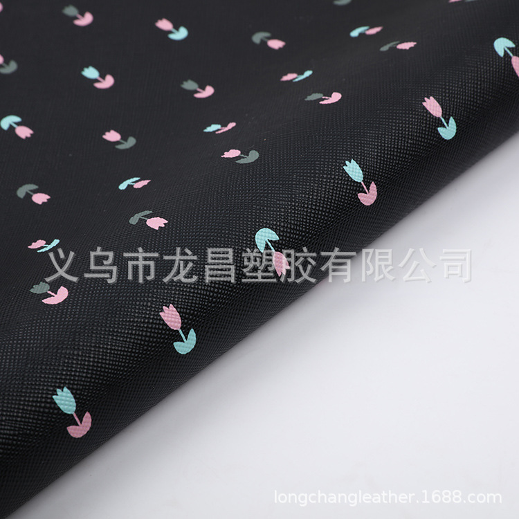 Textile leather cross-patterned bottom small floral print motorcycle and electric bike seat cover leather packaging bag material
