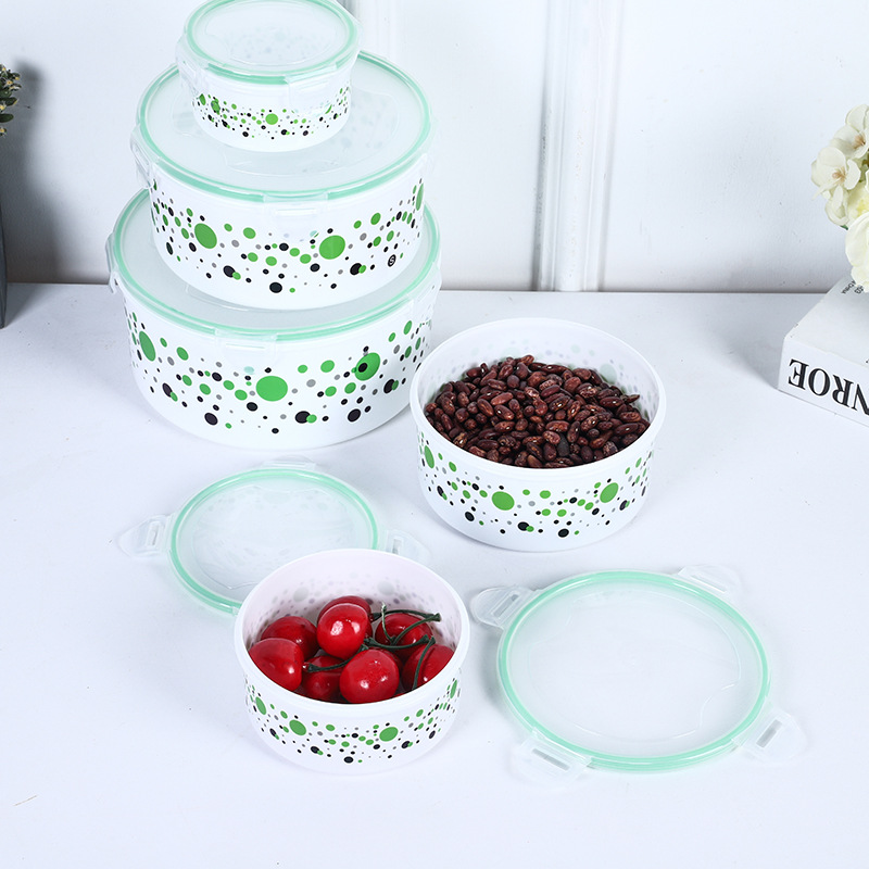 Food preservation color dot sealed box, classified storage box, direct supply from the manufacturer, preservation box, round refrigerator storage box Specification image