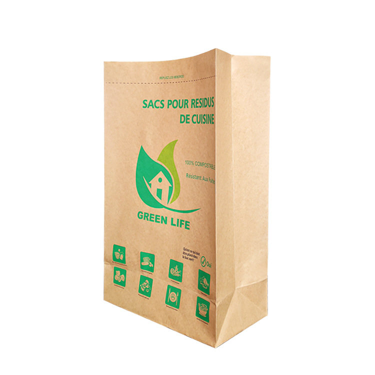 pla degradable paper bags, cowhide laminated square-bottom bags, kitchen waste paper bags, square-bottom waste and garbage packing bags Item Picture