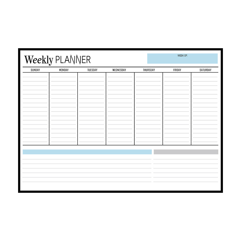 现货磁性冰箱日历干擦家用儿童课程A3周计划表A4白板记事留言板白底实物图