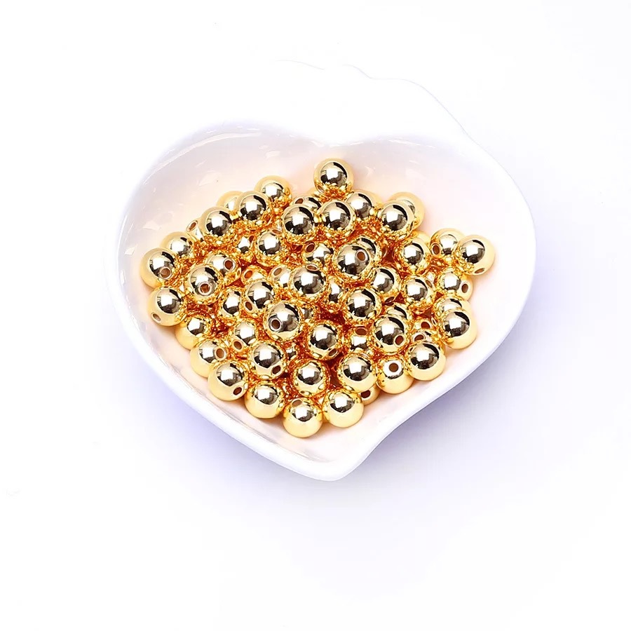 Color Preservation 14K Gold Cover Bead Surface Solid Copper Beads String Accessories Diy Hand Necklace Bead Material Small Gold Beads Item Picture