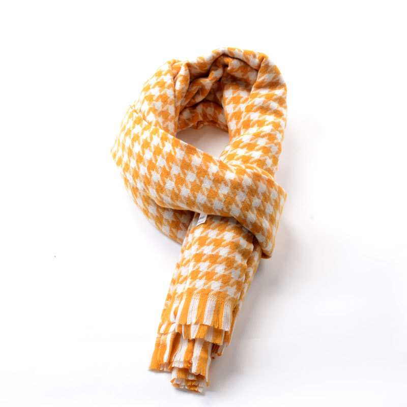 The New Autumn And Winter Thousand Birds Plaid Imitation Cashmere Scarf Women's Thick Warm Shawl Cross-Border Factory Wholesale Item Picture