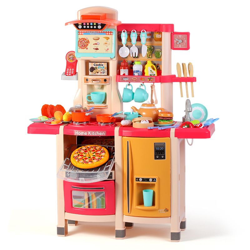 1-meter-tall dining kitchen simulation toy kitchen large size playing house girl girl learning to cook rice 3-5-6 years old child Item Picture