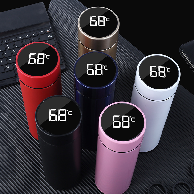 Creative Business Gifts Intelligent Temperature Measuring Thermos Cup Led Temperature Display 304 Stainless Steel Thermos Cup Advertising Lettering details Picture