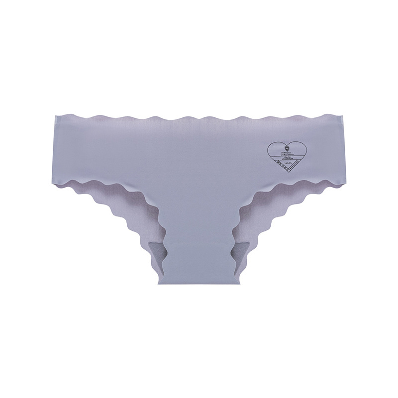 Seamless Ice Silk Underwear Women Wavy Edge Low-Rise Sexy Women's Underwear A Piece Of Heart-Shaped Triangle Underwear Women Item Picture
