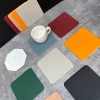 Creative square faux leather coasters for home use, waterproof, oil-proof and heat-insulating cup coasters for restaurants and hotels Specification image