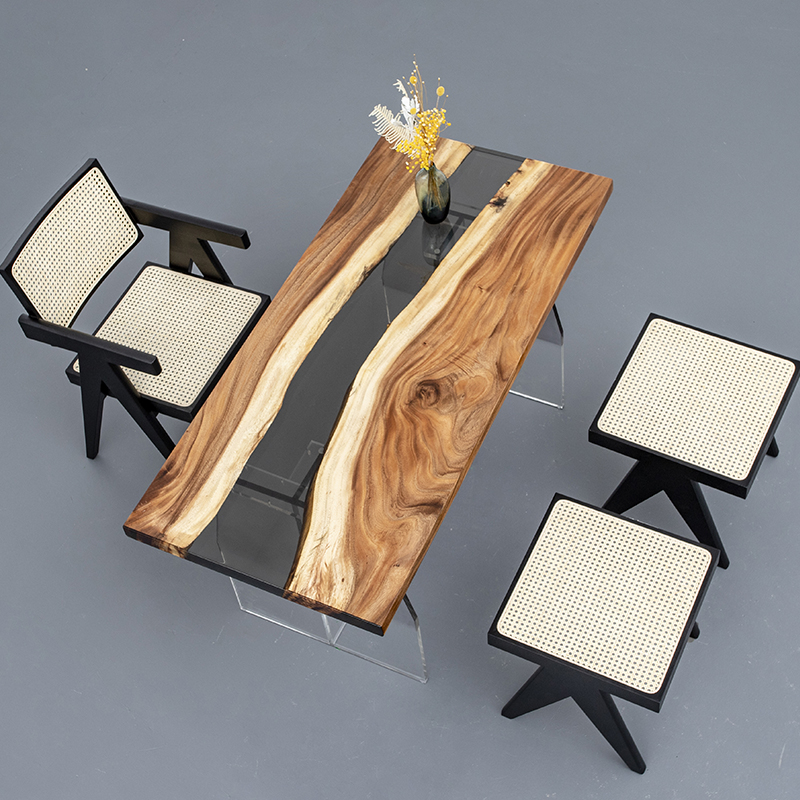 会议桌创意环氧树脂河流桌实木大板茶桌白杨木茶几原木桌子详情图4