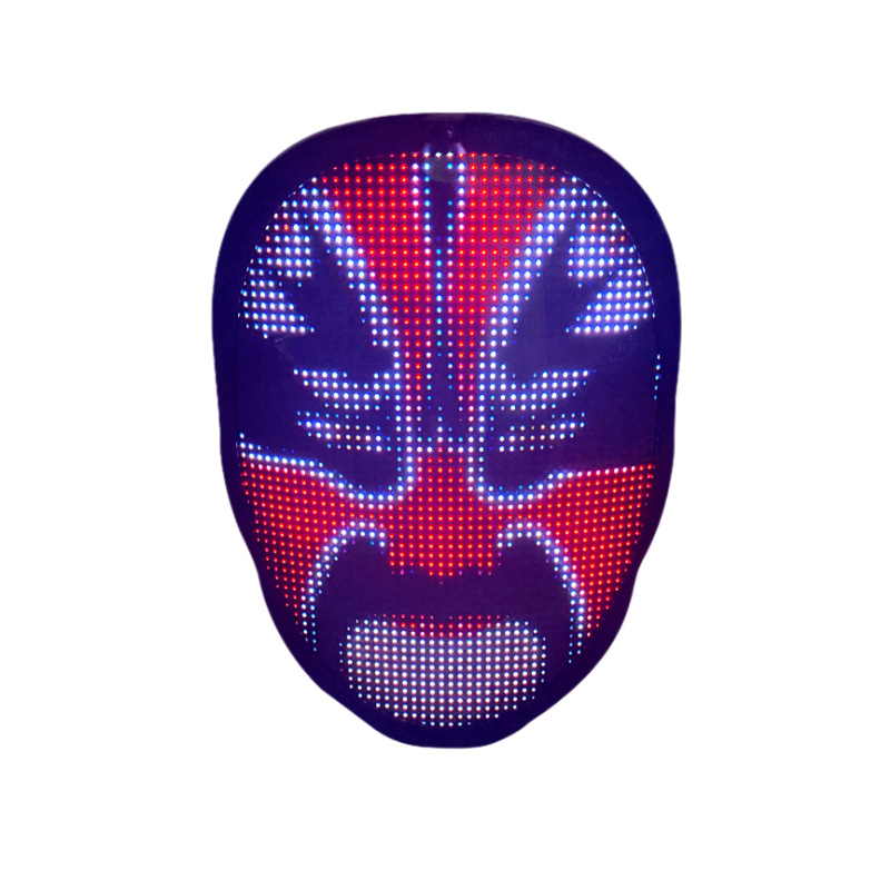 Cross-border best-selling Led light-up masks, Halloween masks, APP editing, full-color party and dance party decoration atmosphere props Item Picture