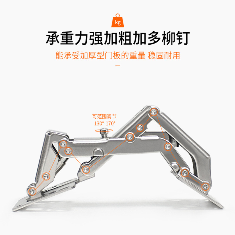 No-drilling hinge cabinet and wardrobe door frog hinge installation simple frog hinge buffer damping hydraulic hinge Specification image
