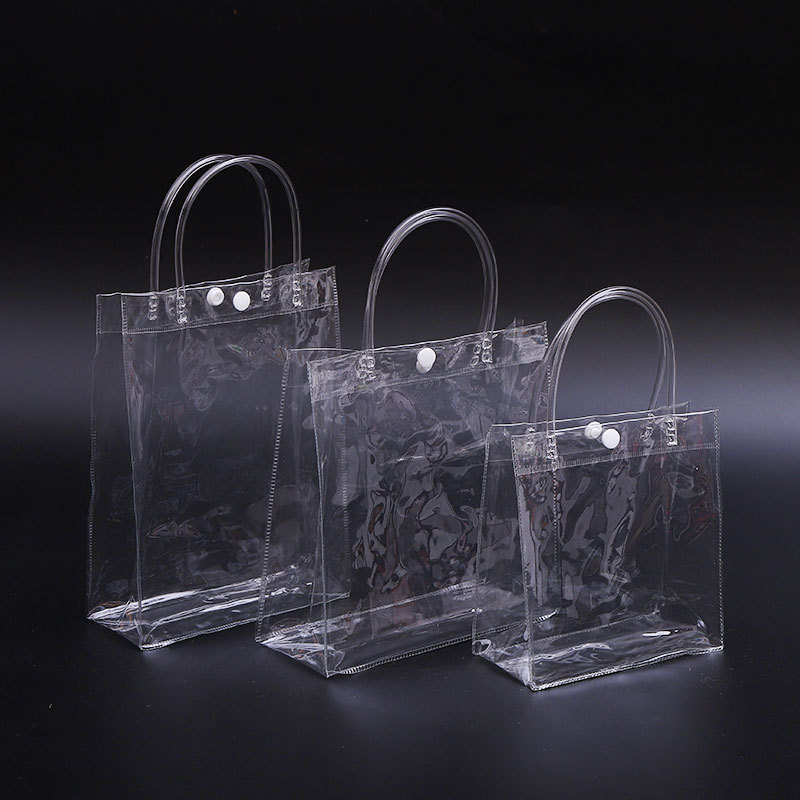Transparent thickened PVC handbag, plastic cosmetics handbag, milk tea gift, wedding banquet souvenir, takeout bag Application Scenario