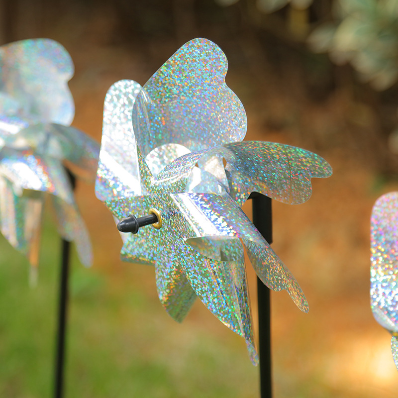 厂家直供镭射反光7叶风车驱鸟风车 果园菜园吓鸟器户外防鸟神器详情图3