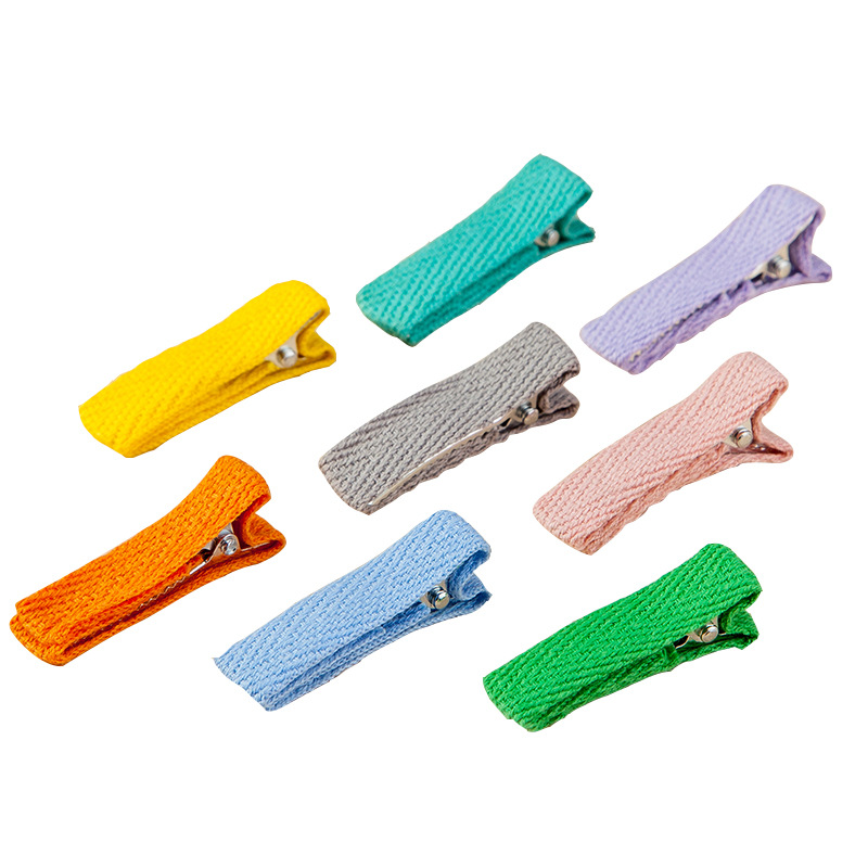 3.5cm棉布发夹棉带全包diy配件不伤发可爱边夹发饰手工材料儿童夹白底实物图