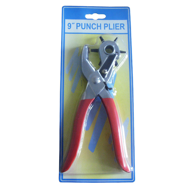 9" galvanized dip plastic handle punch pliers