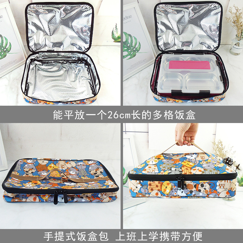Rectangular lunch box bag, thickened aluminum foil for lunch, hand-held bento bag, lunch box bag, student insulated bag with rice Application Scenario