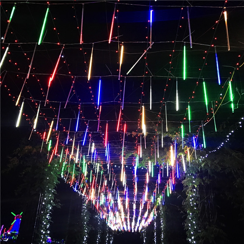 Led Meteor Shower Light String Outdoor Waterproof Water Light Decorative Light Meteor Shower Waterfall Light Garden Balcony Tree Hanging Light Specification drawing