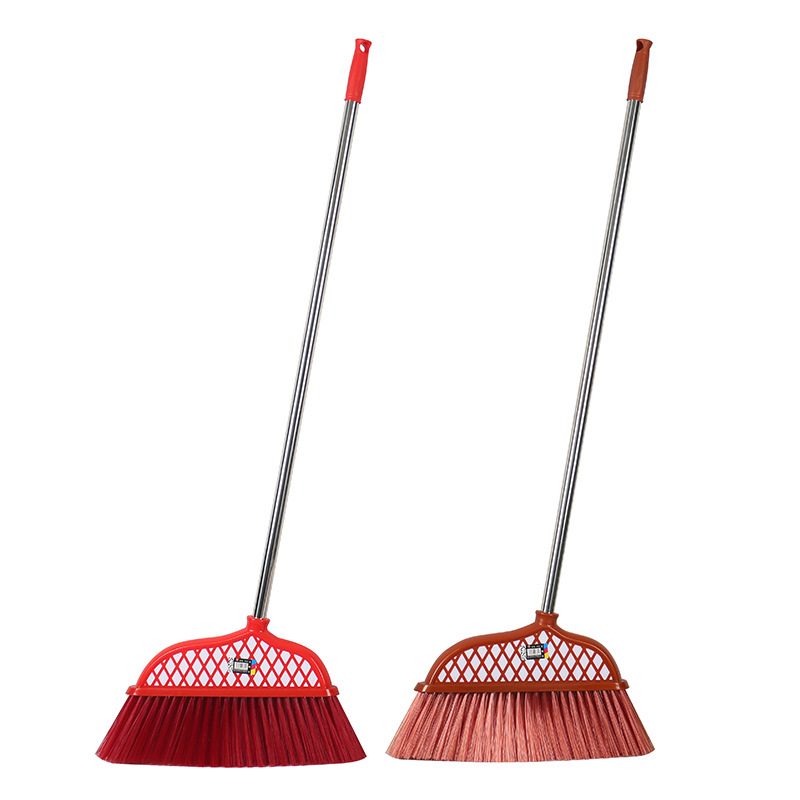 Household cleaning stainless steel broom with thickened large plastic broom handle for home and office cleaning