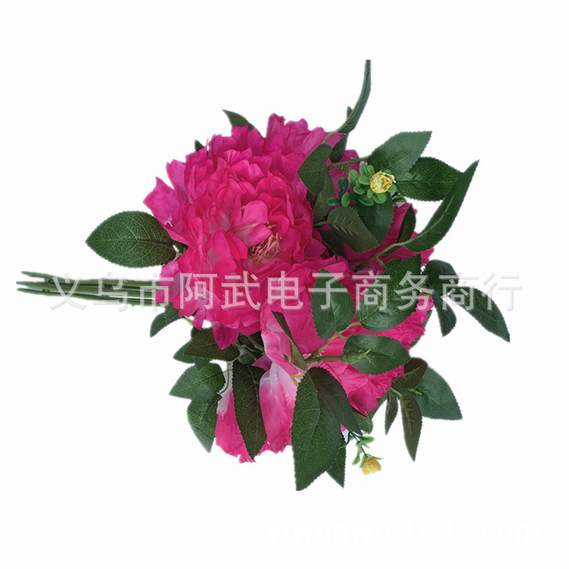 Flower arrangement: Artificial roses, bride's bouquet, large peonies, indoor and outdoor decorative flowers, flower arrangement wholesale, 7-fork silk flowers